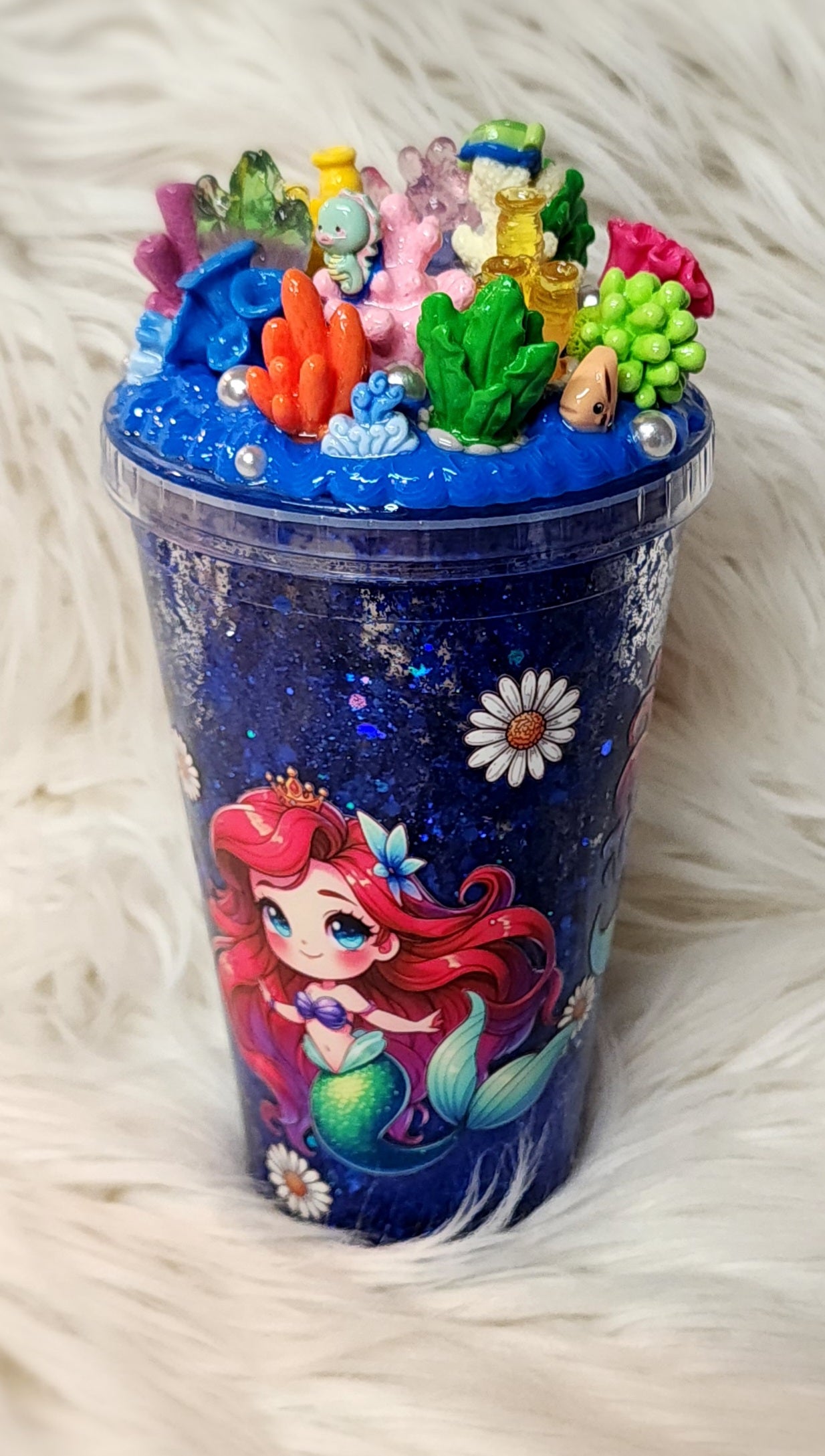 Special order tumblers feature double walls and fancy lids.